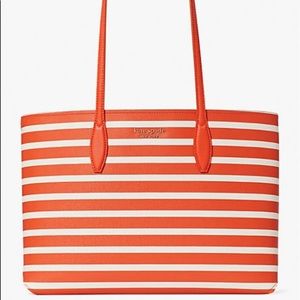 🎁 BEAUTIFUL GIFT ORANGE STRIPE TAMARILLO MULTI LARHE TOTE KATE SPADE AUTHENTIC